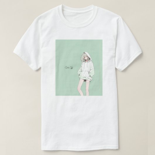 Pastel Green JK Tシャツ｜寿司娘 GenerativeAI T-shirt (Design voorkant)