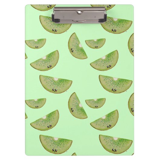 Pastel Green Kawaii Kiwi Klembord (Voorkant)