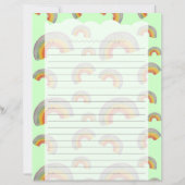 Pastel Green Kawaii Rainbow Stationery Paper (Voorkant)