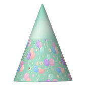Pastel Green Kids Birthday Party Hats with Balloon Feesthoedjes (Voorkant)
