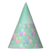 Pastel Green Kids Birthday Party Hats with Balloon Feesthoedjes (Links)