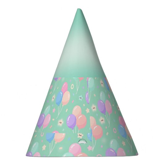 Pastel Green Kids Birthday Party Hats with Balloon Feesthoedjes (Rechts)