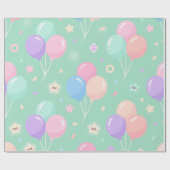 Pastel Green Kids Birthday Wrapping Paper Cadeaupapier (Vlak)