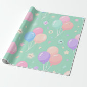 Pastel Green Kids Birthday Wrapping Paper Cadeaupapier (Uitgerold)