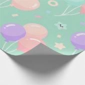 Pastel Green Kids Birthday Wrapping Paper Cadeaupapier (Hoek)