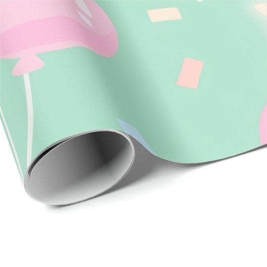 Pastel Green Kids Birthday Wrapping Paper Cadeaupapier (Rol Hoek)