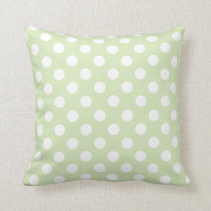 Pastel Green met Big White Polka Dots Kussen