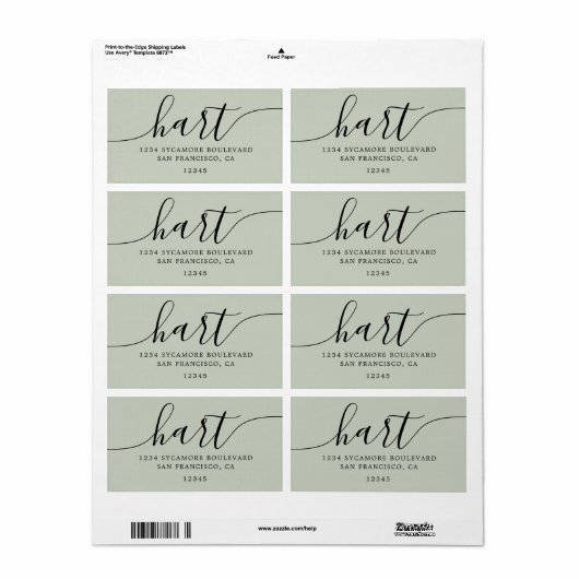Pastel Green Modern Script Retouradres Etiket (Full Sheet)
