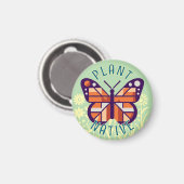 Pastel Green Monarch Butterfly Plant Native kubist Magneet (Voorkant / Achterkant)