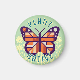 Pastel Green Monarch Butterfly Plant Native kubist Magneet