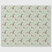 Pastel Green Monkey Valentine Wrapping Paper Cadeaupapier (Vlak)