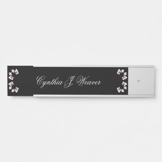 Pastel Green Orchids Hanging Desk Name Bord Deurbordje (Voorkant)