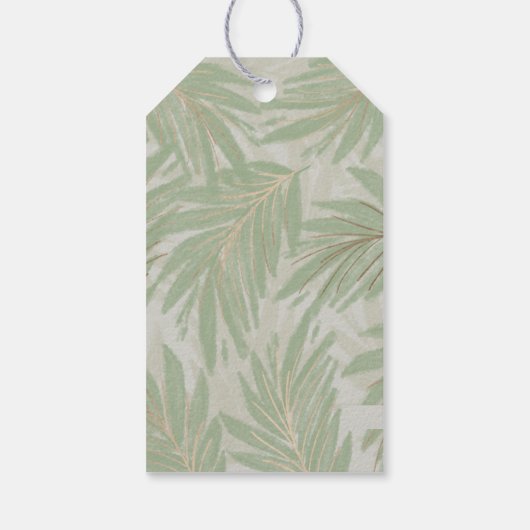 Pastel Green Palm Tree Holiday Cadeaulabel (Achterkant)