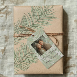 Pastel Green Palm Tree Holiday Cadeaulabel