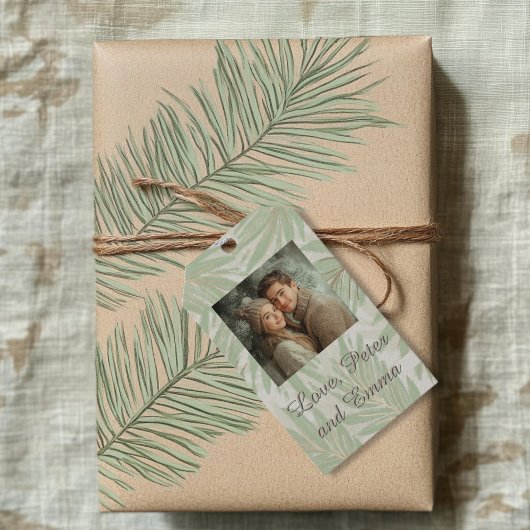 Pastel Green Palm Tree Holiday Cadeaulabel