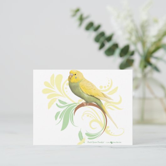 Pastel Green Parakeet Briefkaart (Staand voorkant)