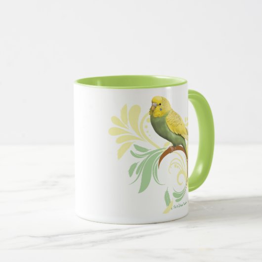 Pastel Green Parakeet Mok (Voorkant rechts)