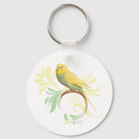 Pastel Green Parakeet Sleutelhanger (Voorkant)