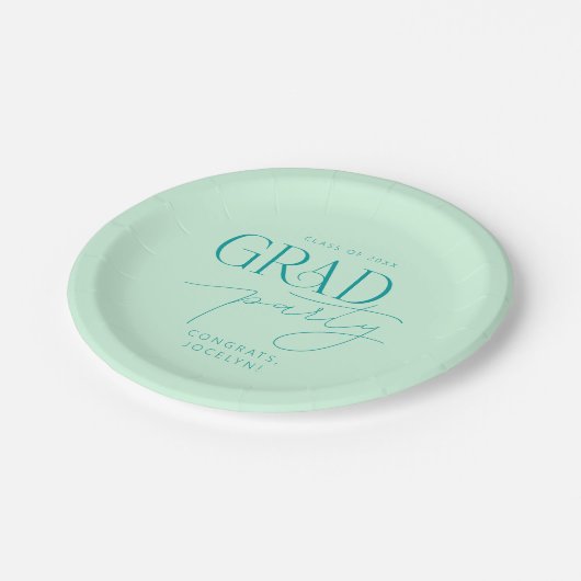 Pastel Green Personalized Minimalist Afstudeerder  Papieren Bordje (Gekanteld)