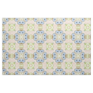 Pastel Green Pink Blue Cute Nouveau Mosaic Pattern Stof