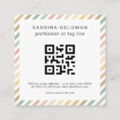 Pastel Green Pink Coral Yellow Stripes QR CODE Vierkante Visitekaartje (Achterkant)