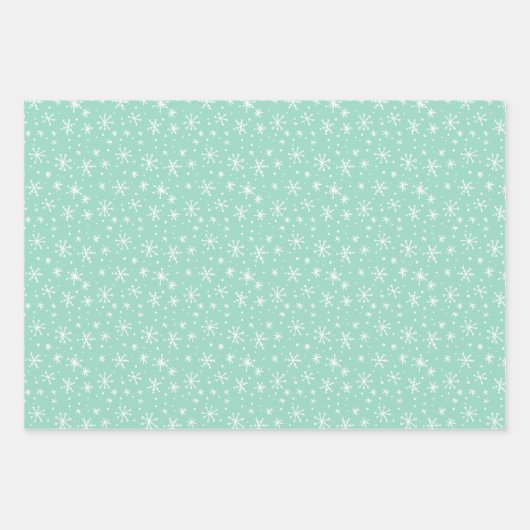 Pastel Green, Pink en Blue Snowflake Holiday Inpakpapier Vel (Voorkant)