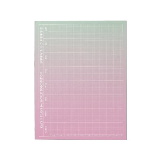 Pastel Green Pink GRID Weekly Planner Minimalist Notitieblok (Linkerzijde)