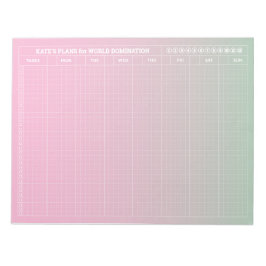 Pastel Green Pink GRID Weekly Planner Minimalist Notitieblok