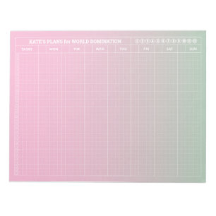 Pastel Green Pink GRID Weekly Planner Minimalist Notitieblok