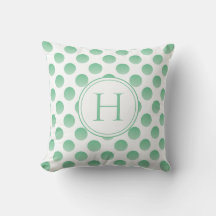 Pastel Green Polka Dots Custom Monogram