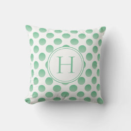 Pastel Green Polka Dots Custom Monogram Kussen