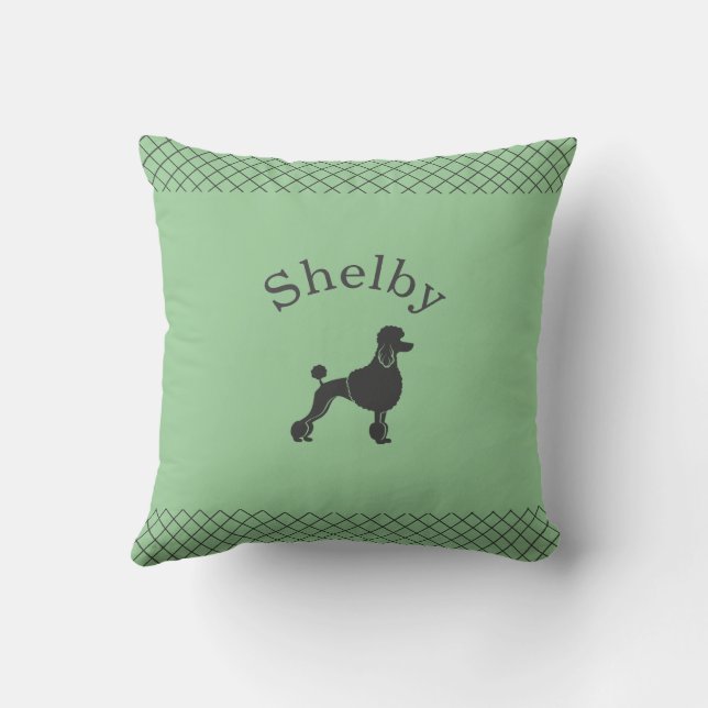 Pastel Green Poodle  Personalized Matching Kussen (Achterkant)
