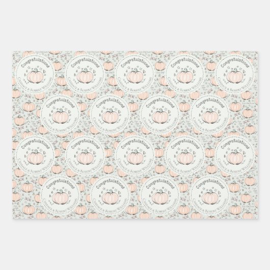 Pastel Green Pumpkin Mom wordt gefeliciteerd Inpakpapier Vel (Voorkant)