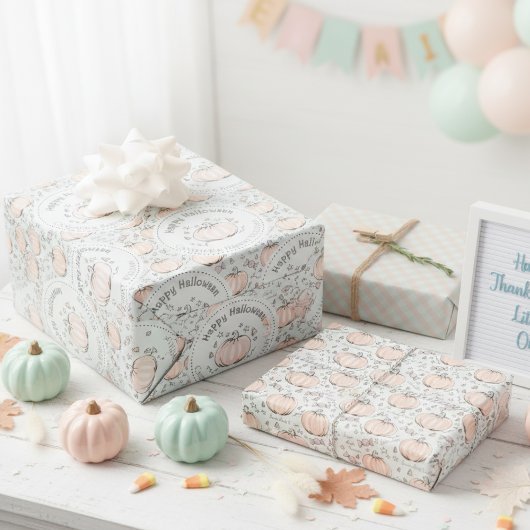 Pastel Green Pumpkin Mom wordt gefeliciteerd Inpakpapier Vel