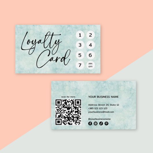 Pastel Green QR Code Loyalty Kaart