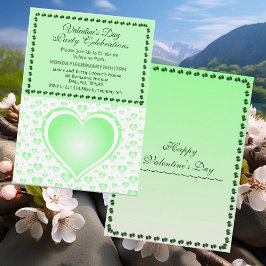Pastel Green Raining Hearts Valentijnsdag Party Kaart