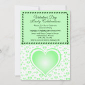 Pastel Green Raining Hearts Valentijnsdag Party Kaart (Voorkant)