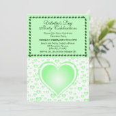 Pastel Green Raining Hearts Valentijnsdag Party Kaart (Staand voorkant)