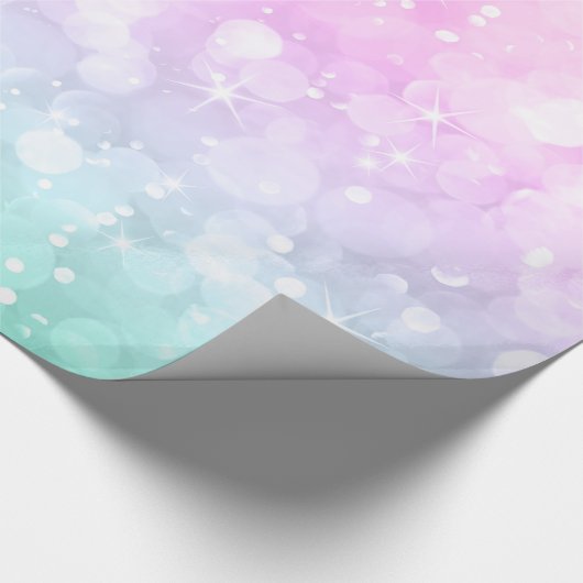 Pastel Green & Roze Glam Bokeh Glitter & Sparkles Cadeaupapier (Hoek)