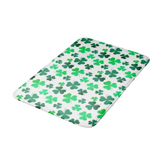 Pastel Green Shamrock Clover Leaf op White Elegant Badmat (Gekanteld)
