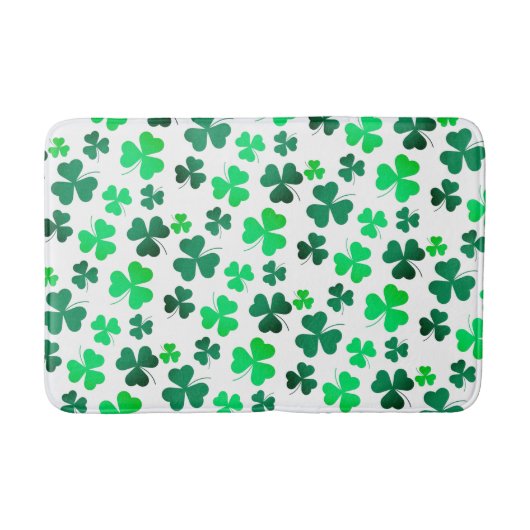 Pastel Green Shamrock Clover Leaf op White Elegant Badmat (Voorkant)