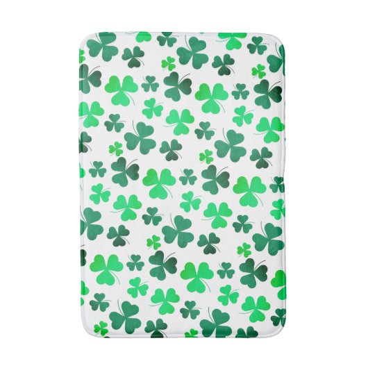 Pastel Green Shamrock Clover Leaf op White Elegant Badmat (Voorkant Verticaal)