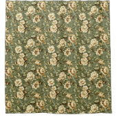 Pastel Green Shower Curtain Elegant Gold Blooms Douchegordijn (Voorkant)