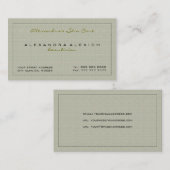 Pastel Green Simple Linen Texture Visitekaartje (Voorkant / Achterkant)