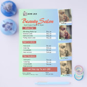 Pastel Green Sky Blue Salon prijslijst Flyer (Enkel)