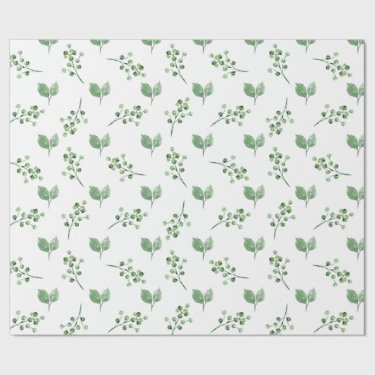 Pastel Green Spring Leaf Floral Cadeaupapier (Vlak)