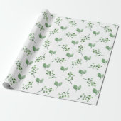 Pastel Green Spring Leaf Floral Cadeaupapier (Uitgerold)