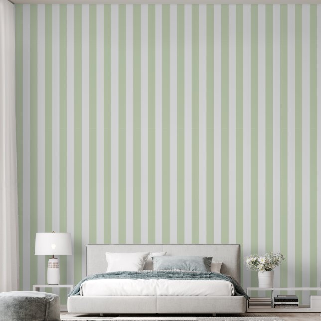 Pastel Green Stripes Behang (Slaapkamer)
