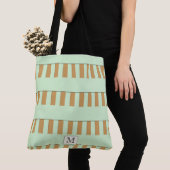 Pastel Green Stripes op elke kleur Custom monogram Tote Bag (Dichtbij)