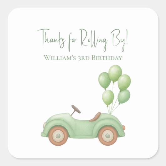 Pastel Green Stroller & Balloon Sticker (Voorkant)